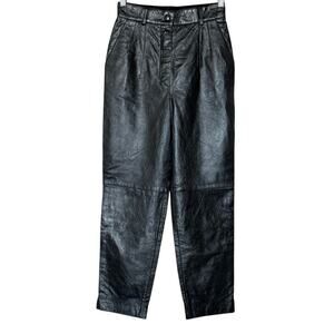 Vintage Escada Magaretha Ley Black Leather Pants Womens Size 34 (4) EUC